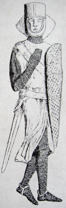 Drawing of Geoffrey de Mandeville's tombstone effigy from 1185 Drawing of Geoffrey de Mandeville's tombstone effigy from 1185
