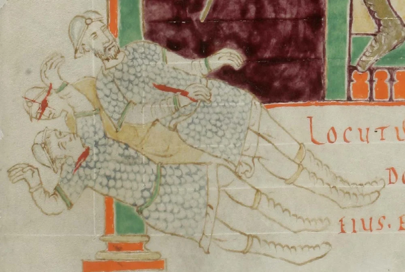 Scale armor and helmets from the Golden Psalter from ~900 Scale armor and helmets from the Golden Psalter from ~900